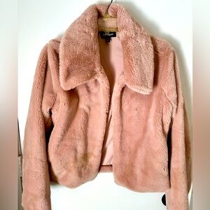 Women’s EXPRESS FAUX FUR JACKET Coat PLUSH SUPER SOFT Cozy SZ M Blush Pink